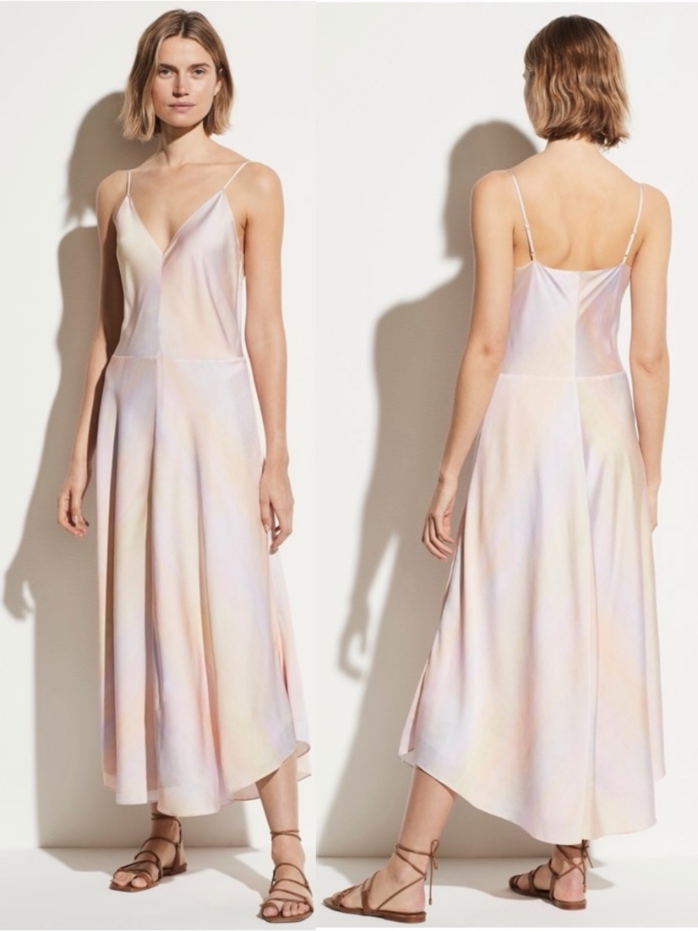 NWT Vince Rainbow Wash Satin Slip Midi Dress M Wedding Guest Resort V653151174